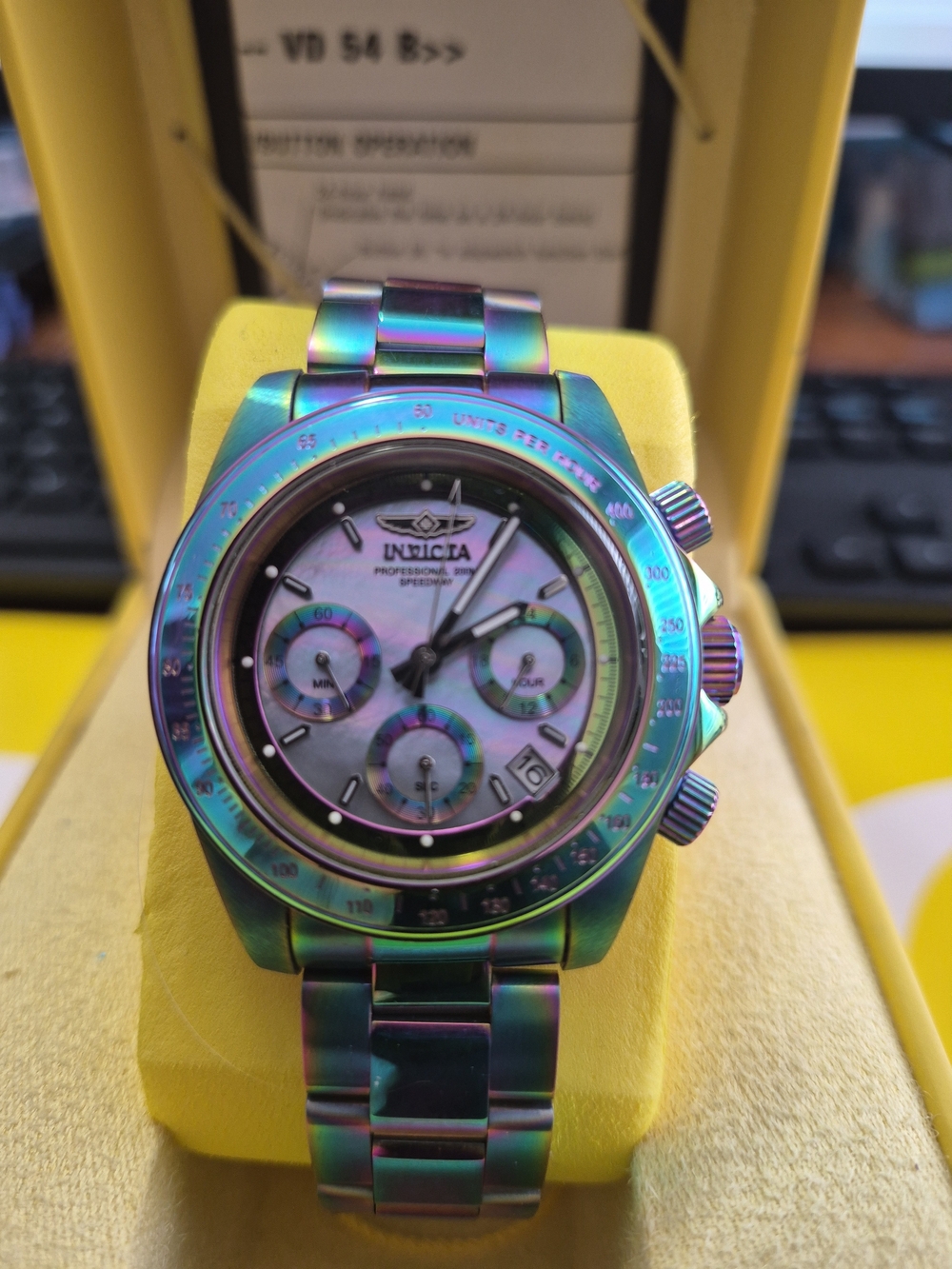 Invicta Speedway 23942  Stainless Steel Chronograph Watch - Green/Purple